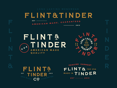 Flint and Tinder Badges apparel badge branding design identity illustration logotype shirt type typography