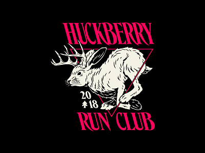 Huckberry Run Club apparel badge branding design graphic hare identity illustration jackalope lettering logo run shirt type typography vector