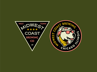 Midwest Coast Brewing apparel badges branding brewery brewing chicago design dog patch shirt vector