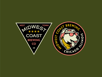 Midwest Coast Brewing apparel badges branding brewery brewing chicago design dog patch shirt vector