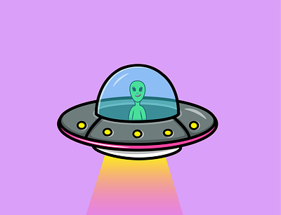 Alien in UFO ship animation cartoon concept design flat flatdesign illustration logo mascot vector