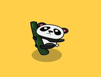 Cute Panda Hanging a Bamboo Tree animation cartoon concept design flat flatdesign illustration logo mascot vector