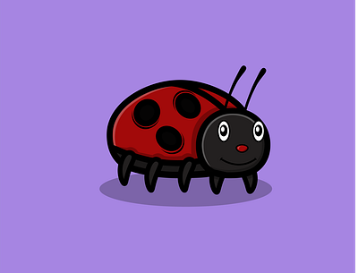 Cute Ladybug Walking animal cartoon cute design flat illustration logo mascot vector