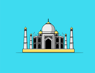 Taj Mahal Landmark building cartoon design flat holiday illustration landmark recreation vector