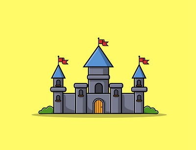 Castle Palace architecture building cartoon castle design europe flat icon illustration landmark vector