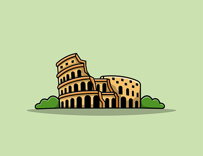 Colosseum, Rome Italy architecture building cartoon colosseum design europe flat gladiator historical icon illustration italy landmark logo old palace rome vector