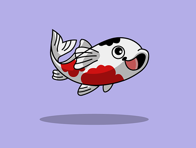 Koi Fish cartoon design fish flat illustration logo ocean vector water