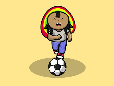 Reggae Boy Playing Soccer Football