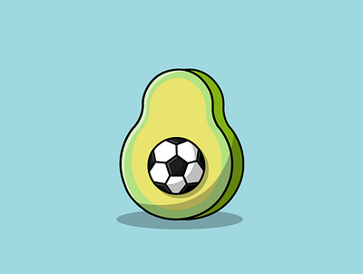 Football and Avocado avocado cartoon design flat food football illustration logo soccer sport vector