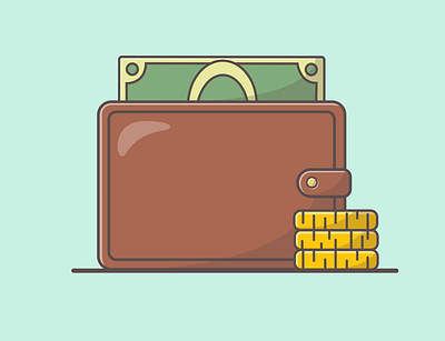 Wallet Cash animation branding cartoon design flat illustration logo vector