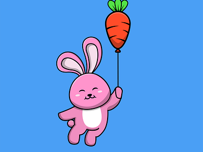 Cute Rabbit Floating Ballon Wortel