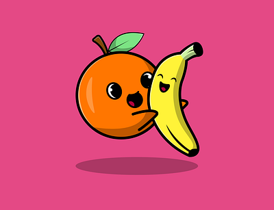 Cute Orange Hug Banana banana cartoon cute design flat food fruit graphic design icon illustration logo loving mascot orange vector