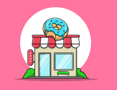 Doughnut Shop branding business cartoon design flat food graphic design illustration logo restaurants shop sweet vector