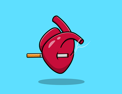 Cigarette Stab Heart cartoon design flat graphicdesign health human illustration logo medicine organ sick smoking vector