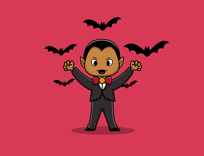 Cute Dracula cartoon design dracula flat graphic design hallowen illustration logo mascot october thanksgiving vampire vector