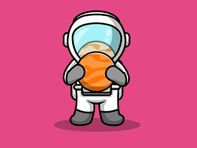 Cute Astronaut Holding Mars