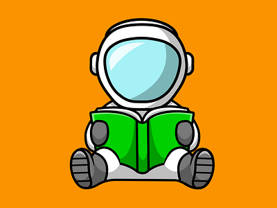 Cute Astronaut Reading Book astronaut book cartoon cosmonaut design education illustration knowledge learning school science vector