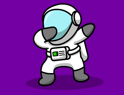 Cute Astronaut Dabbing astronaut branding cartoon celebration cosmonaut cosmos cute dabbing dance design galaxy graphic design gravity illustration man science spaceman vector