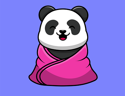 Cute Panda Wearing Blankat animal bear blankat branding cartoon comfort comfortable design graphic design icon illustration mascot panda vector