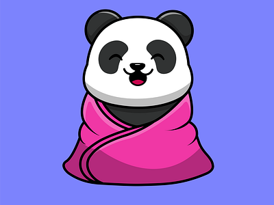 Cute Panda Wearing Blankat animal bear blankat branding cartoon comfort comfortable design graphic design icon illustration mascot panda vector