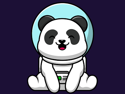 Cute Panda Astronaut Sitting animal astrology astronaut astronomy bear cartoon cosmonaut cosmos design galaxy graphic design illustration logo panda space vector