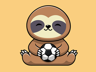 Cute Sloth Holding Soccer Ball