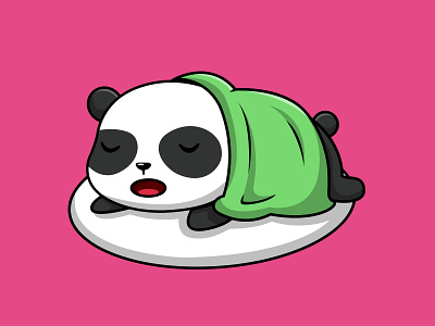 Cute Panda Sleeping On Pillow With Blanket panda