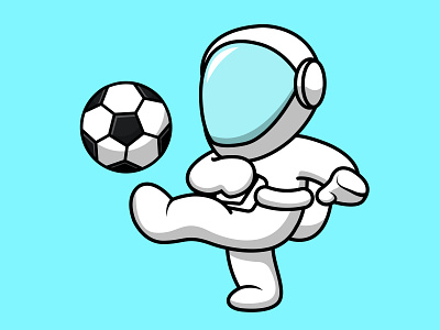 Cute Astronaut Playing Soccer Ball helmet
