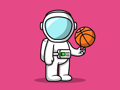 Cute Astronaut Playing Basket Ball