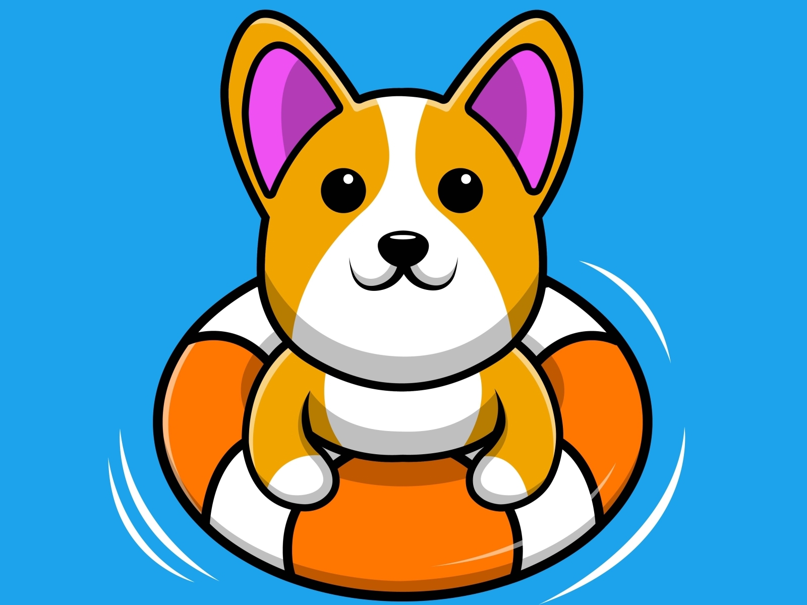 Cute Corgi Floating With Swimming Tires by Moksha Labs on Dribbble