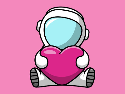 Cute Astronaut Holding Heart Love