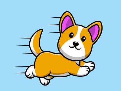 Cute Corgi Dog Running happiness