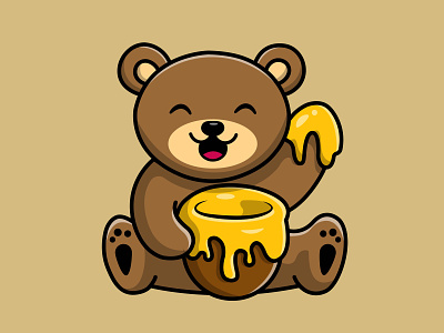 Cute Teddy Bear Eat Honey cute
