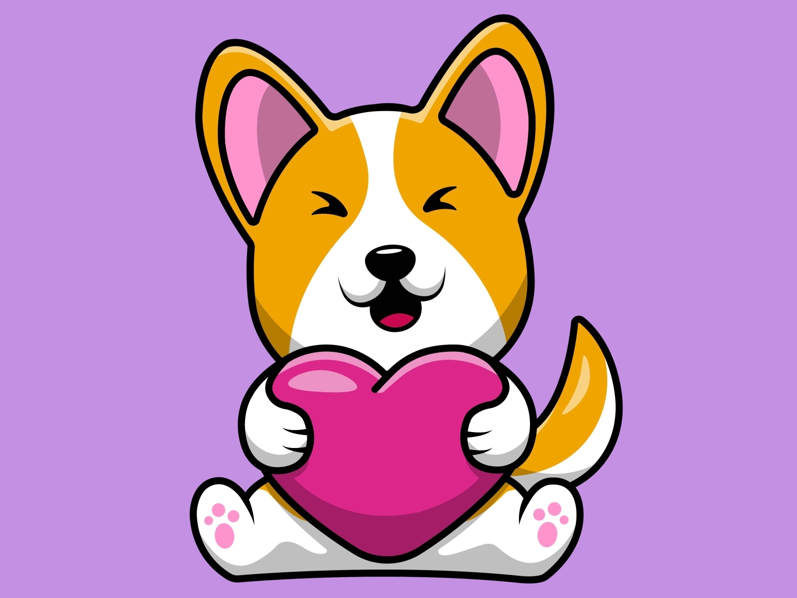 Cute Corgi Dog Holding Heart Love by Moksha Labs on Dribbble