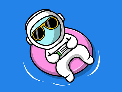 Cute Astronaut Summer Floating On Beach universe