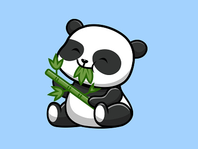 Cute Panda Eat Bamboo wild