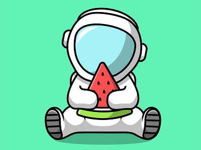 Cute Astronaut Eating Watermelon astronaut