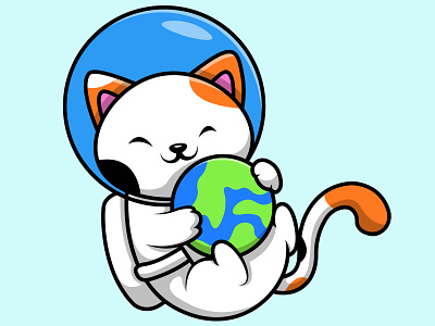 Cute Cat Astronaut Playing Planet galactic
