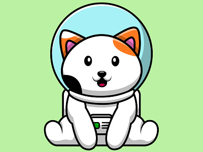 Cute Cat Astronaut Sitting