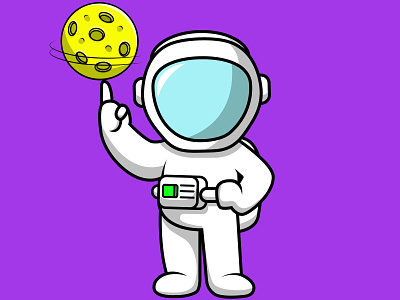 Cute Astronaut Playing Moon