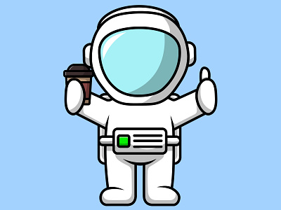 Cute Astronaut Holding Coffe Cup spacesuit