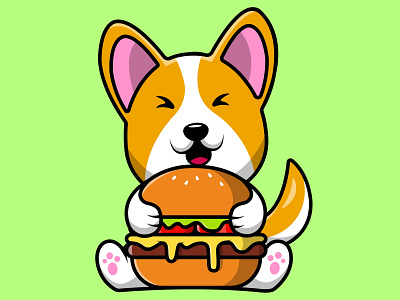 Cute Corgi Dog Holding Burger