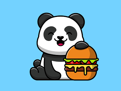 Cute Panda And Burger illustration