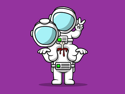 Cute Astronaut With Zombie Astronaut happy