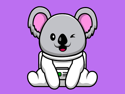 Cute Koala Astronaut Sitting