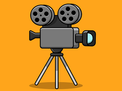 Movie Camera With Film Roll tape