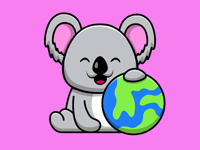 Cute Koala Holding Earth collection