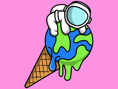 Astronaut On Ice Cream Earth drawing