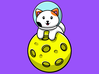 Cute Cat Astronaut On Moon character