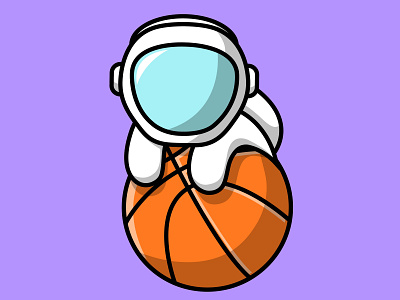 Cute Astronaut On Basket Ball